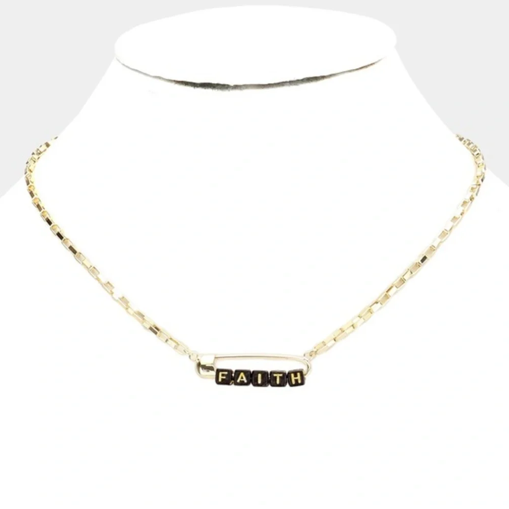 Faith safety pin necklace - Picture 2 of 3